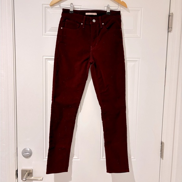 Levi's Denim - Levi’s Burgundy Maroon Oxblood Red 721 Corduroy High Rise Skinny Jeans